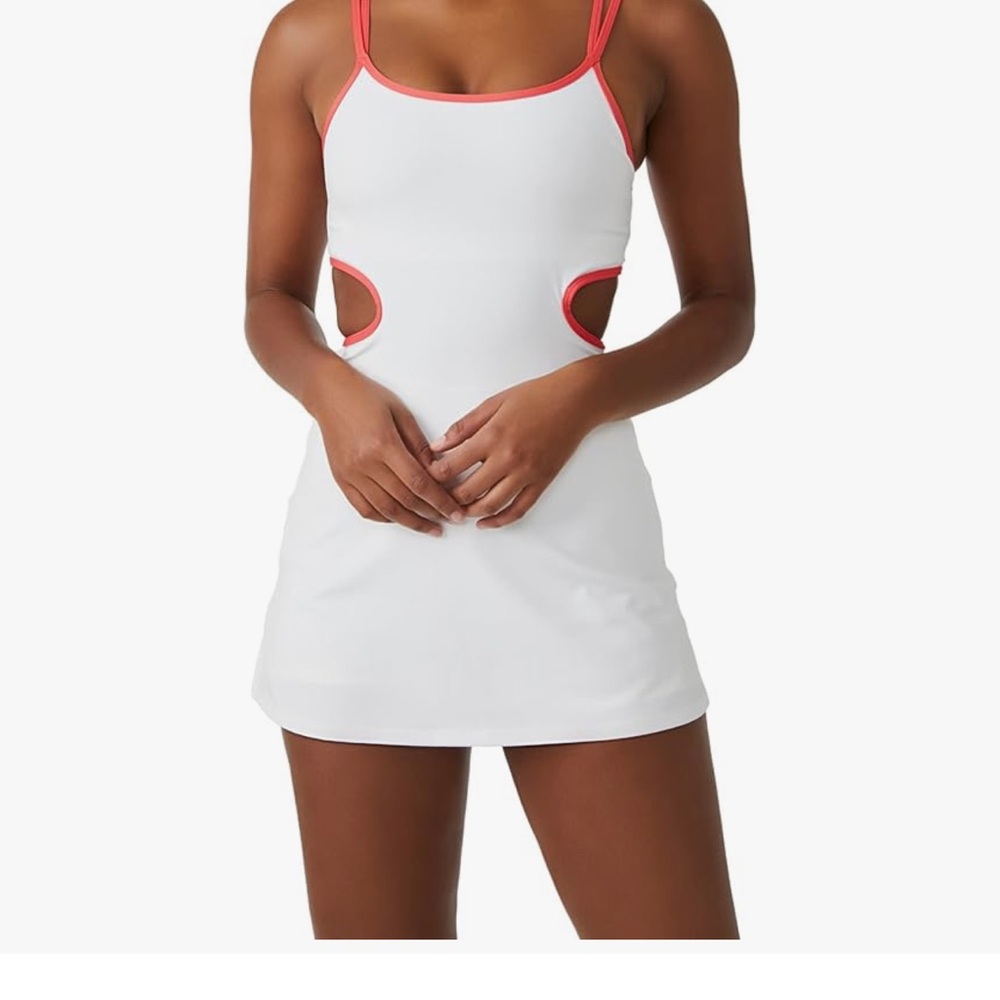 FP Movement by Free People White Dress with Red Accents